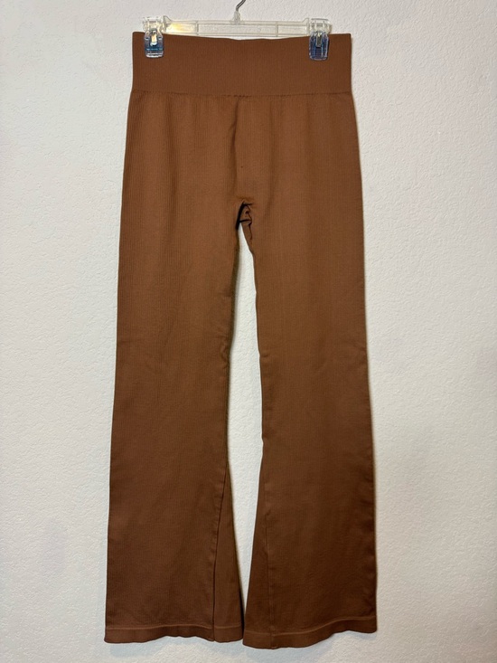 OQQ Pants - OQQ High-Rise Stretchy Ribbed Flared Yoga Pants in Rich Brown Activewear Sz XL
